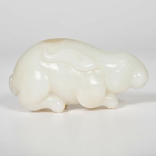 Chinese Carved White Jade Rabbit