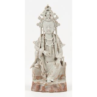 Celadon Glazed Guanyin Statue