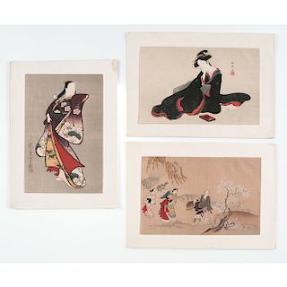 Assorted Japanese Woodblock Prints, Plus