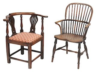 Two Early Elm Armchairs