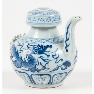 Chinese Blue and White Double Spout Teapot