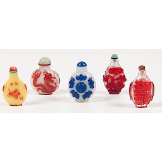 Chinese Glass Overlay Snuff Bottles