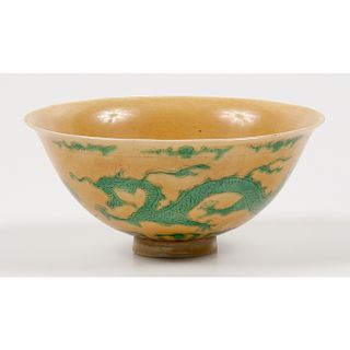 Chinese Porcelain Yellow-Ground Bowl 