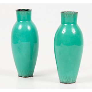 Japanese Enamel and Silver Vases