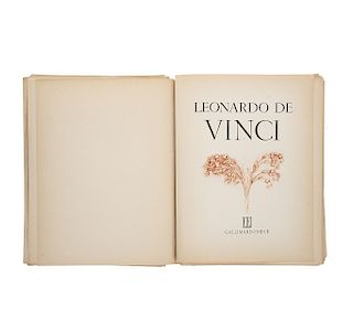 CARPETA: LEONARDO DE VINCI. París - Buenos Aires: Gallimard Emecé, 1953.  45 hojas de texto.  Con 38 reproducciones, en carpeta.