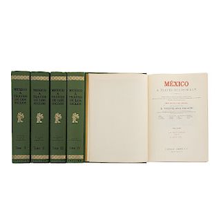LOTE DE LIBROS: MÉXICO A TRAVÉS DE LOS SIGLOS. Riva Palacio, Vicente.   México. Editorial Cumbre, 1974. Piezas: 5.