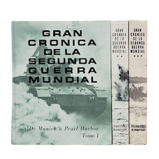 LOTE DE LIBROS: GRAN CRÓNICA DE LA SEGUNDA GUERRA MUNDIAL.  México: Reader´s Digest, 1967. Piezas: 3.