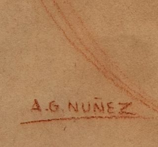 ARMANDO GARCÍA NÚÑEZ. Sin título. Sanguina sobre papel. Firmado. 32 x 22 cm