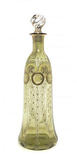 An Enameled Glass Decanter, Height 12 inches.