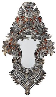 Repousse Silver Wall Mirror With Double Eagle