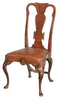 Queen Anne Style Burlwood Side Chair