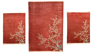 Three Peach Colored Chinese Rugs