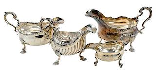 Four English Silver Sauce Boats