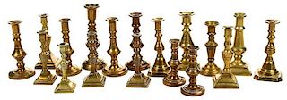 18 Miniature Brass Candlesticks