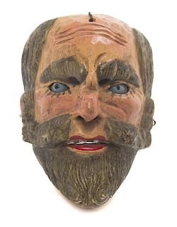 * A Continental Polychrome Decorated Mask, Height 9 inches.