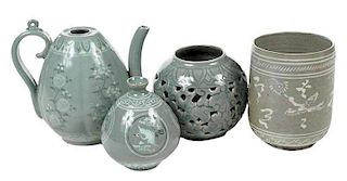Four Goryeo Style Celadon Objects