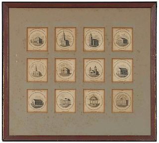 Framed Set Lithographs of Baltimore Architecture