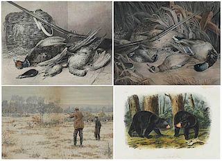 Group of Four Hunting Prints