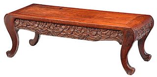 Chinese Carved Teak Chow Bench