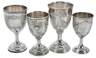 Four Coin Silver Goblets