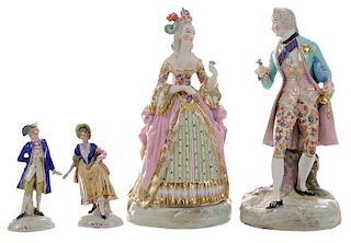 Two Pairs Continental Porcelain Figures