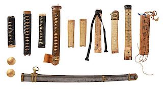 Fourteen Assorted Japanese Sword Parts