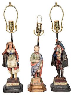 Three 20th Century Figural Lamps