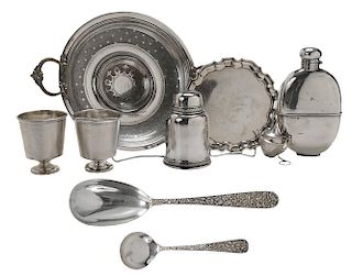 Group of Nine Silver Items