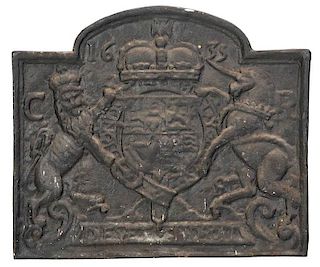 Cast Iron Fireback with British Coat of Arms
