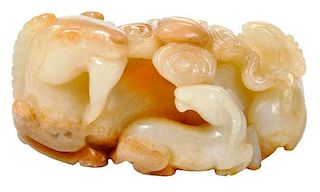 Amber Colored Carved Jade Goat