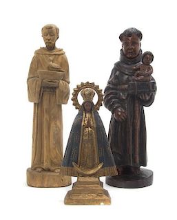 * Three Carved Wood Figures, Height of tallest 18 inches.