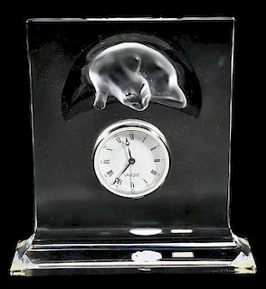 Lalique Frosted Desk Clock