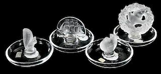 Four Lalique Glass Ashtrays