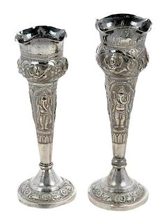 Two Small Persian Silver Vases