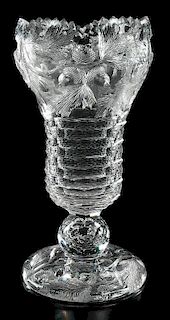 Brilliant Period Cut Glass Pedestal Vase