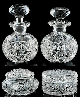 Four Brilliant Period Cut Glass Vanity Items