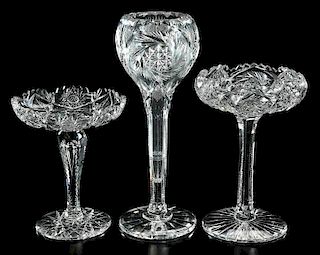 Brilliant Period Cut Glass Compotes and Vase