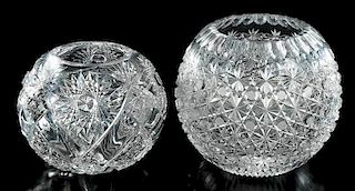 Two Brilliant Period Cut Glass Rose Bowls