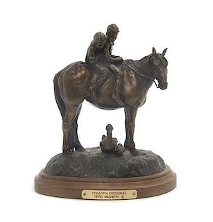 * An American Bronze Figural Group, Height of bronze 8 1/2 inches.