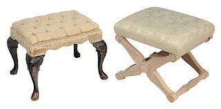 Queen Anne Style Decorated Foot Stool,