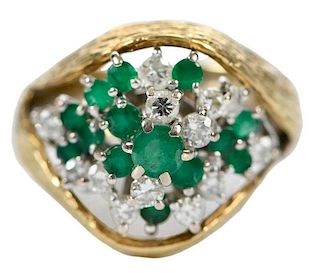 18kt. Emerald and Diamond Ring and Guard