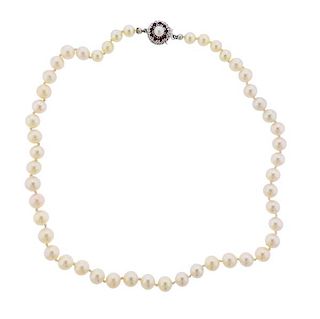 14K Gold Pearl Ruby Necklace