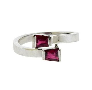 18K Gold Ruby Bypass Ring