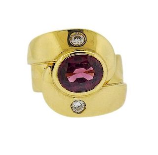 Manfredi 18K Gold Diamond Rhodolite Garnet Ring