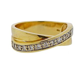 18K Gold Diamond X Ring