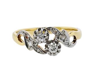 French Antique 22K Gold Diamond Ring