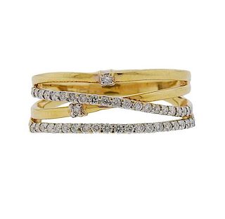 18K Gold Diamond Crossover Ring