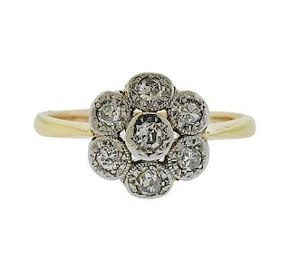18K Gold Diamond Flower Ring