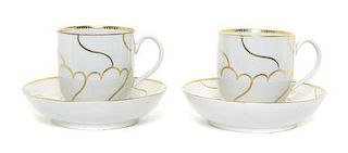 Two English Porcelain Cups and Saucers, Diameter of cups 2 1/2 inches.