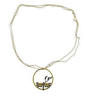 Annoushka Hoopla 18K Gold Diamond Dragonfly Pendant Necklace